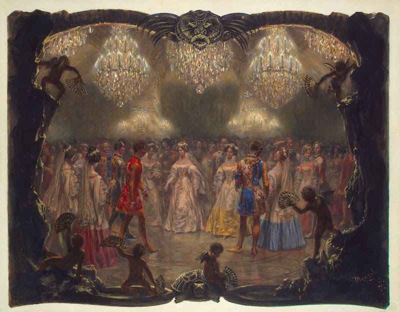 Ball in the New Palace. 1829 by Adolph von Menzel - History Paintings from Hermitage Museum