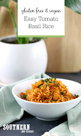 Easy One Pot Tomato Basil Rice Recipe - gluten free, vegan, low fat, clean eating, dairy free, egg free