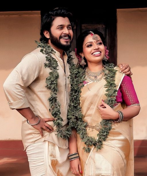 Actor Prabhin and wife Swathi -marriage photo