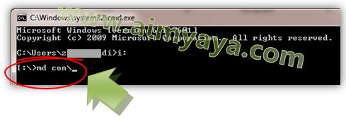  Gambar: cara membuat folder con dengan perintah (command) md atau mkdir