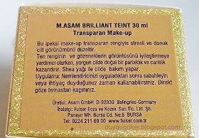 M.Asam Brillant Teint Transparent Make Up Açıklaması