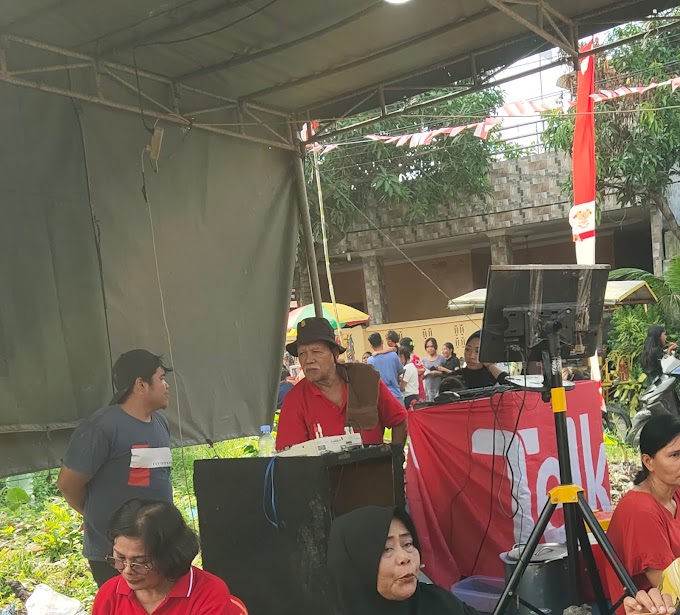 Toni Tarigan Ungkapkan Rasa Bangga Kepada Panitia HUT-RI Banten Tanjung Gusta Dihadapan Masyarakat.