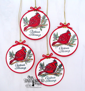 Our Daily Bread Designs, Winter cardinal, circle ornaments, pierced circles, circles, Designed by Chris Olsen
