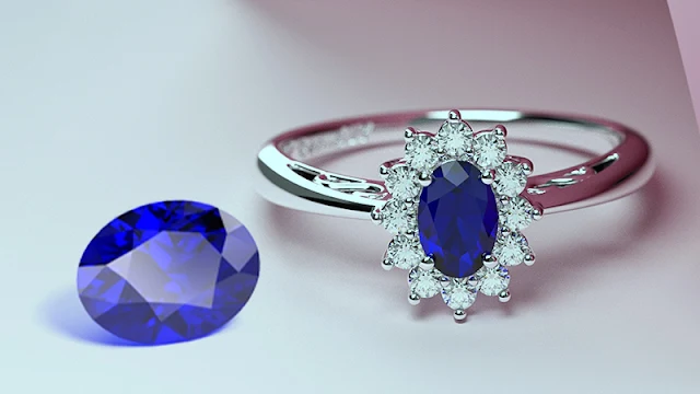 blue sapphire stone in with a blue sapphire halo ring