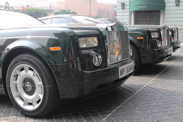 Three Rolls Royces Parked Side by Side in Hong Kong