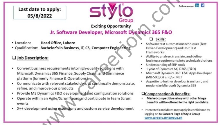 Stylo Pvt Ltd Jobs August 2022