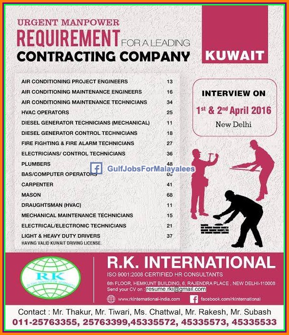 Contracting company jobs for Kuwait