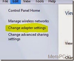 Change adaptor settings