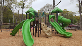 the reinstalled playground at DelCarte is open as of Saturday,  so when the rain decides to end it can be used again