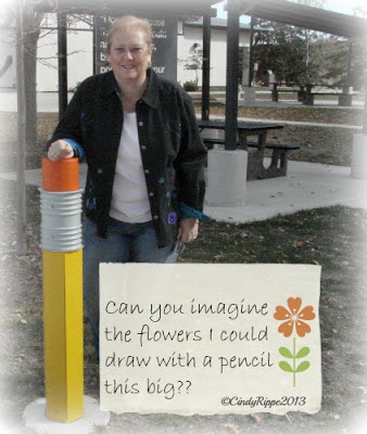 Sculpture of Writing Instruments, I-80 rest stop near Tiffin, Giant pencil, I'd rather draw flowers, the importance of literature and education rest stop in Iowa, Florals-Family-Faith, Cindy Rippe