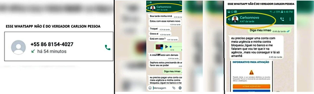 Em Parnaíba, criminosos usam imagem de vereador para tentar aplicar golpe no WhatsApp 