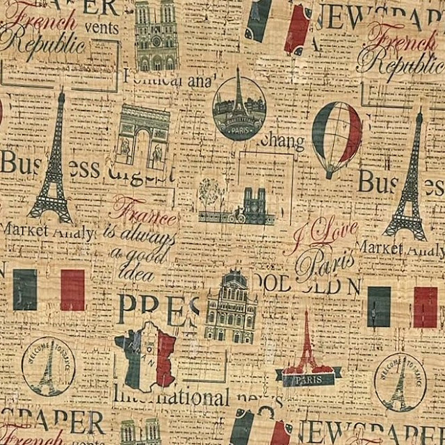 Printed cork fabric called French Symbol by SorenCut
