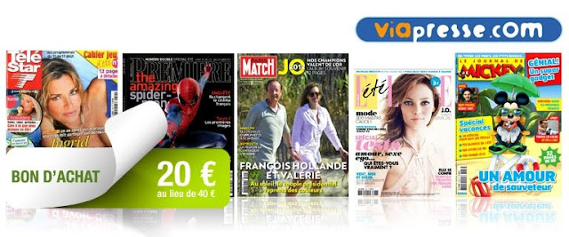 20 € le bon d’achat de 40 € pour un abonnement à un magazine papier 