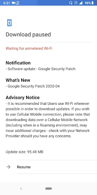 Nokia 3.1 Plus receiving April 2020 Android Security Patch