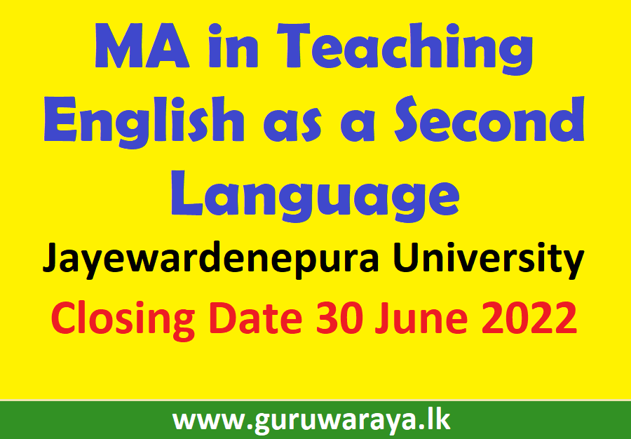 MA in Teaching English as a Second Language : Jayewardenepura University