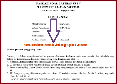 https://soalsiswa.blogspot.com - Soal USBN Sejarah SMA MA IPS Kurikulum 2013 Tahun 2019