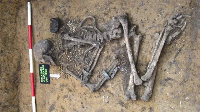 O γυναικείος σκελετός της Εποχής του Χαλκού που ανακαλύφθηκε στο Mikulovice κοντά στο Pardubice της Τσεχίας. [Credit: Jarmila Švédová]