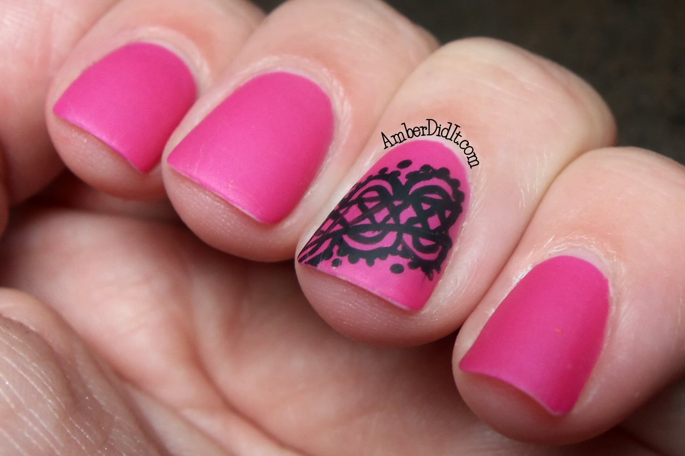 Manicure Manifesto: Black and Nude Lace Nail Stamping