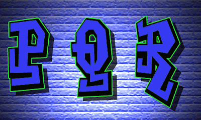 graffiti alphabet, letter q, letter p , letter r