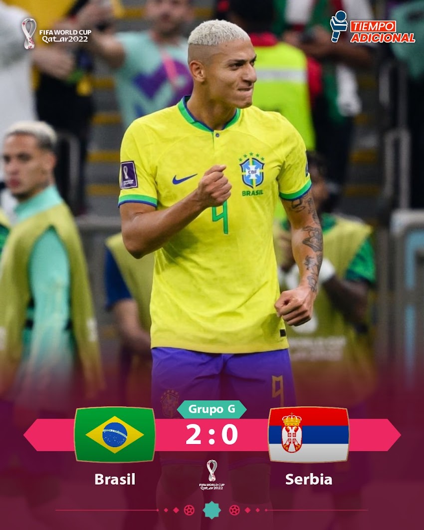 Brasil venció por 2-0 a Serbia, en el Mundial de Qatar