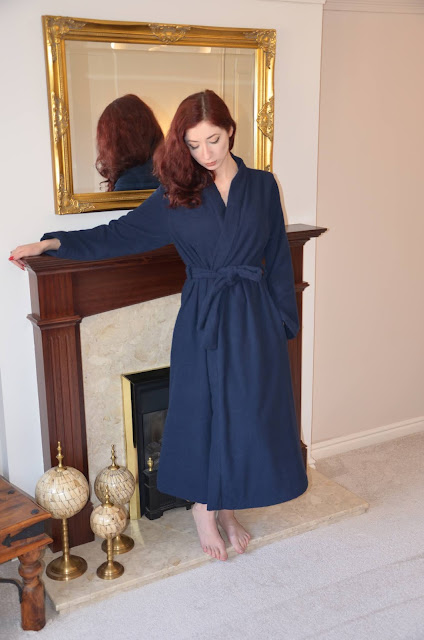 Named Clothing Lahja unisex dressing gown bath robe sewing pattern minerva makers navy towelling fabric fashion sewing blog millenial sewing