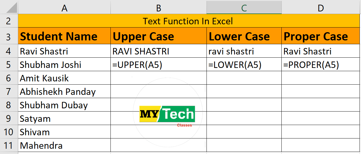 Text function in excel