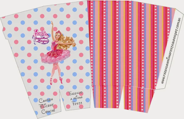 Barbie Magic Shoes Free Printable Pop Corn Box.