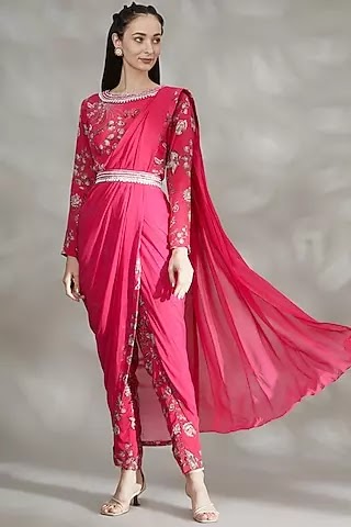 Pink Pent Style Saree