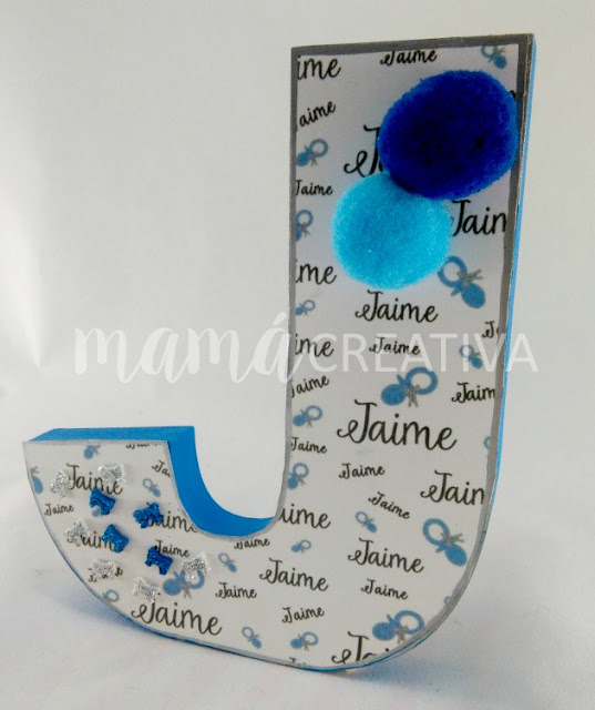 letra personalizada chupete azul