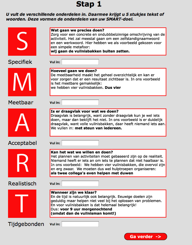 Voorbeeld smart doelstelling