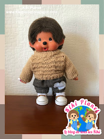 kiki Monchhichi pull tricot handmade fait main poupée doll vêtement clothes