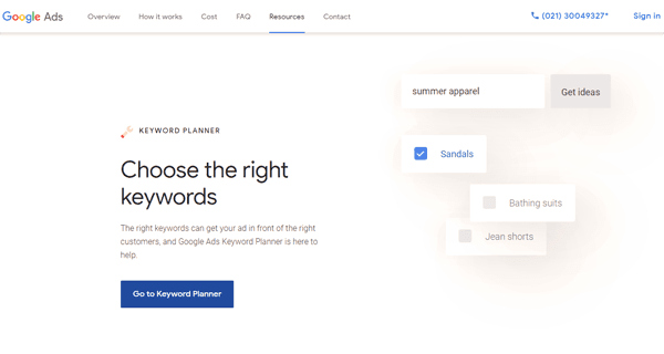SEO Tools Gratis Terbaik Google Keyword Planner