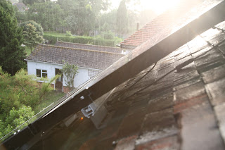 Rain falling on our solar panels