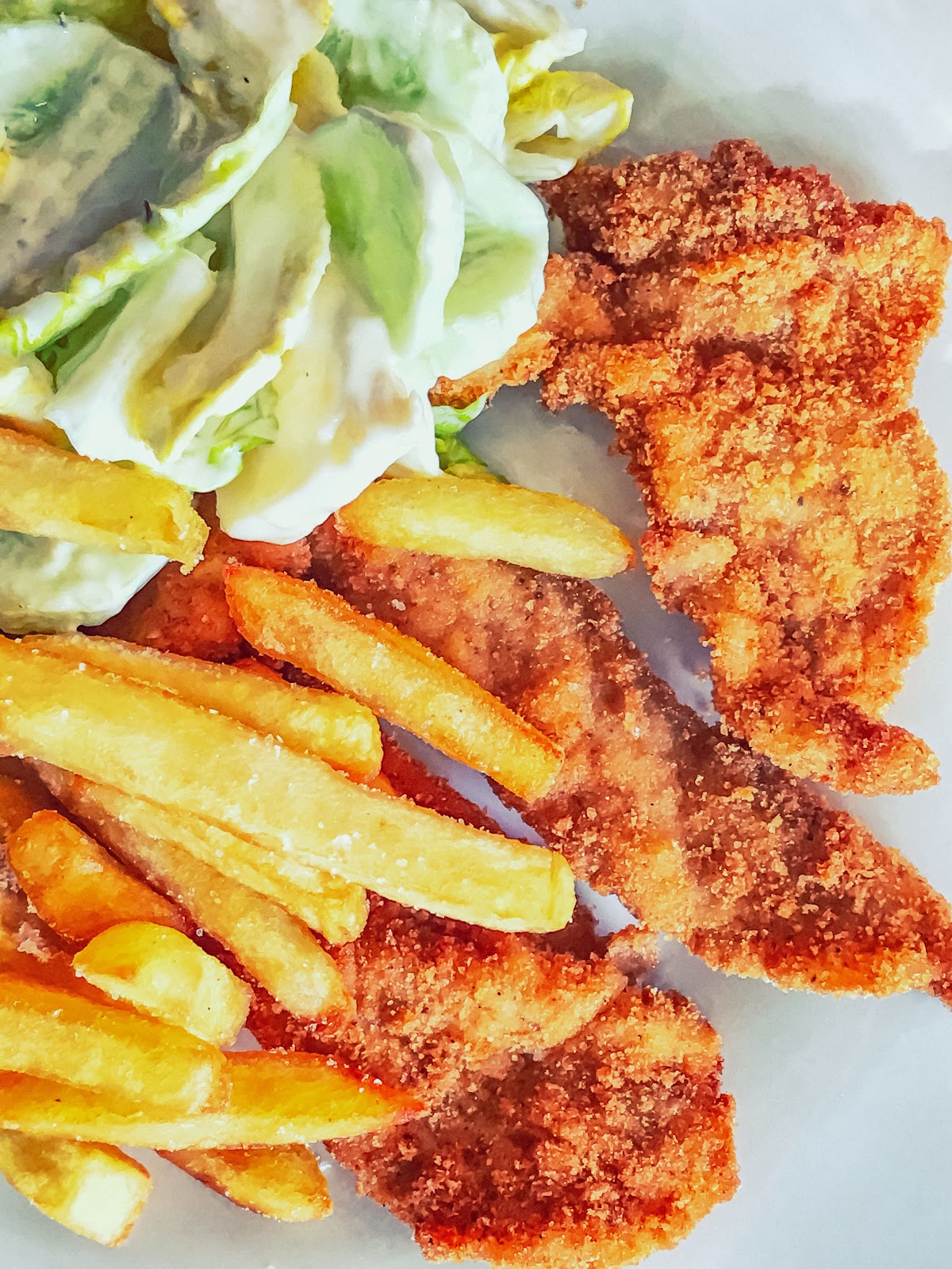 Fried Chicken, Fries and a Salad