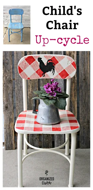 Vintage Thrift Shop Chair Upcycle #chalkedpaint #oldsignstencils #buffalocheck