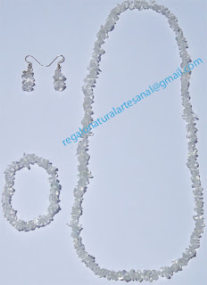 conjunto collar pulsera pendientes de piedra semipreciosa cristal de roca