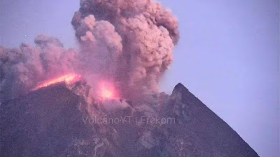 Gunung Merapi Kembali Erupsi, Muntahkan Awan Panas Hingga Radius 3.5 KM Borobudur Digulung Abu