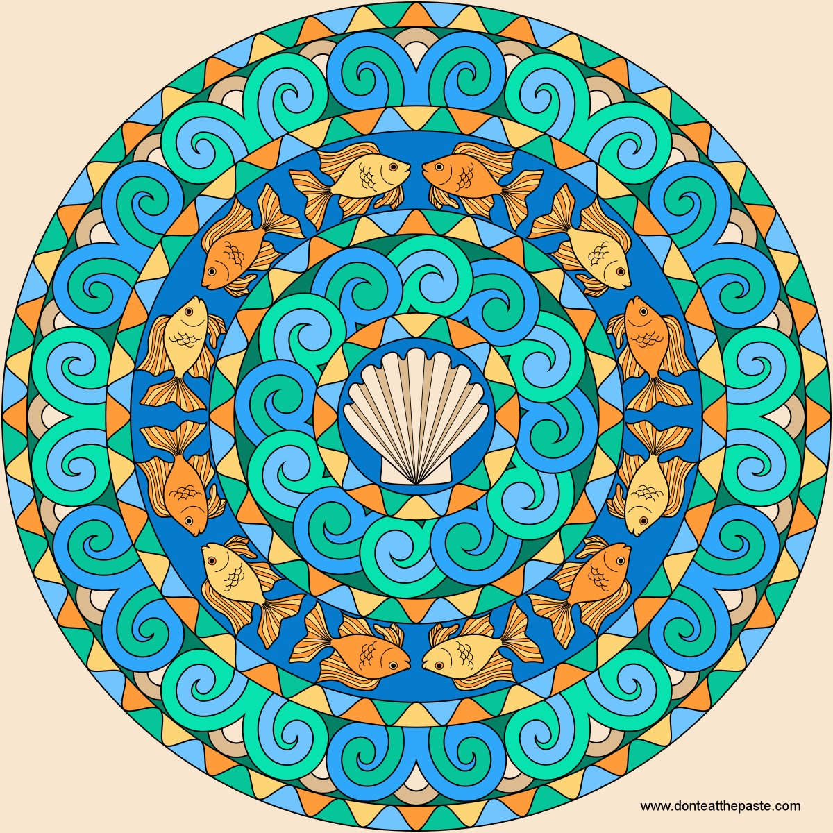 Download Don't Eat the Paste: Goldfish Mandala to color