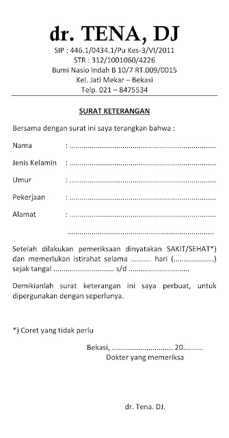 Contoh Surat Keterangan Sakit (via: madreview.net)