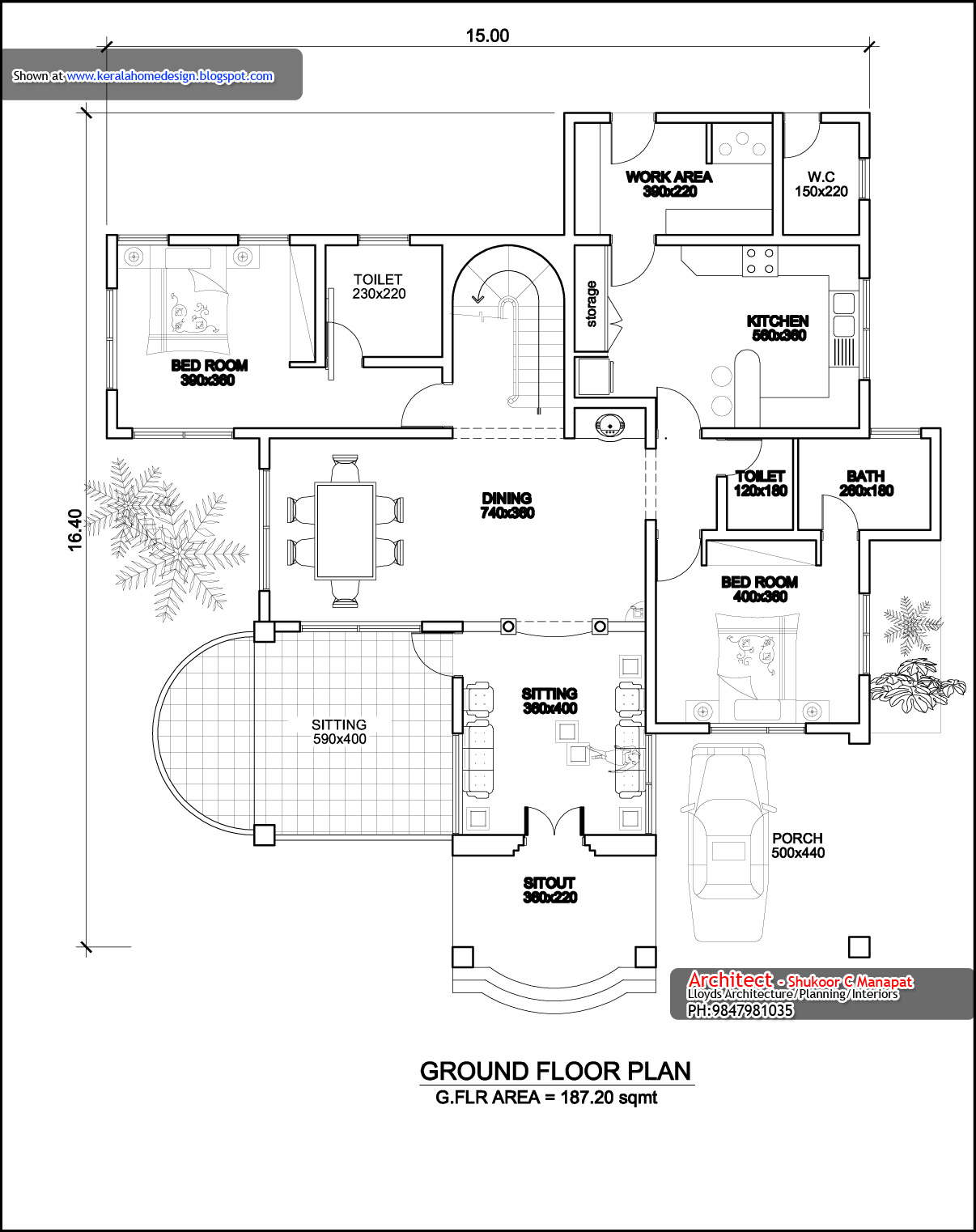 Kerala home plan elevation and floor plan 3236 Sq FT 