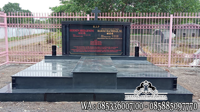 Pemasangan Makam Kristen Minimalis Dengan Batu Granit Hitam