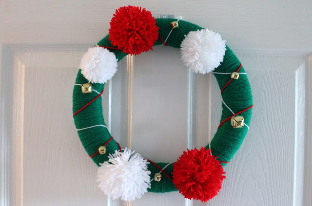 Homemade Alternative Wool Christmas Wreath Pom Poms