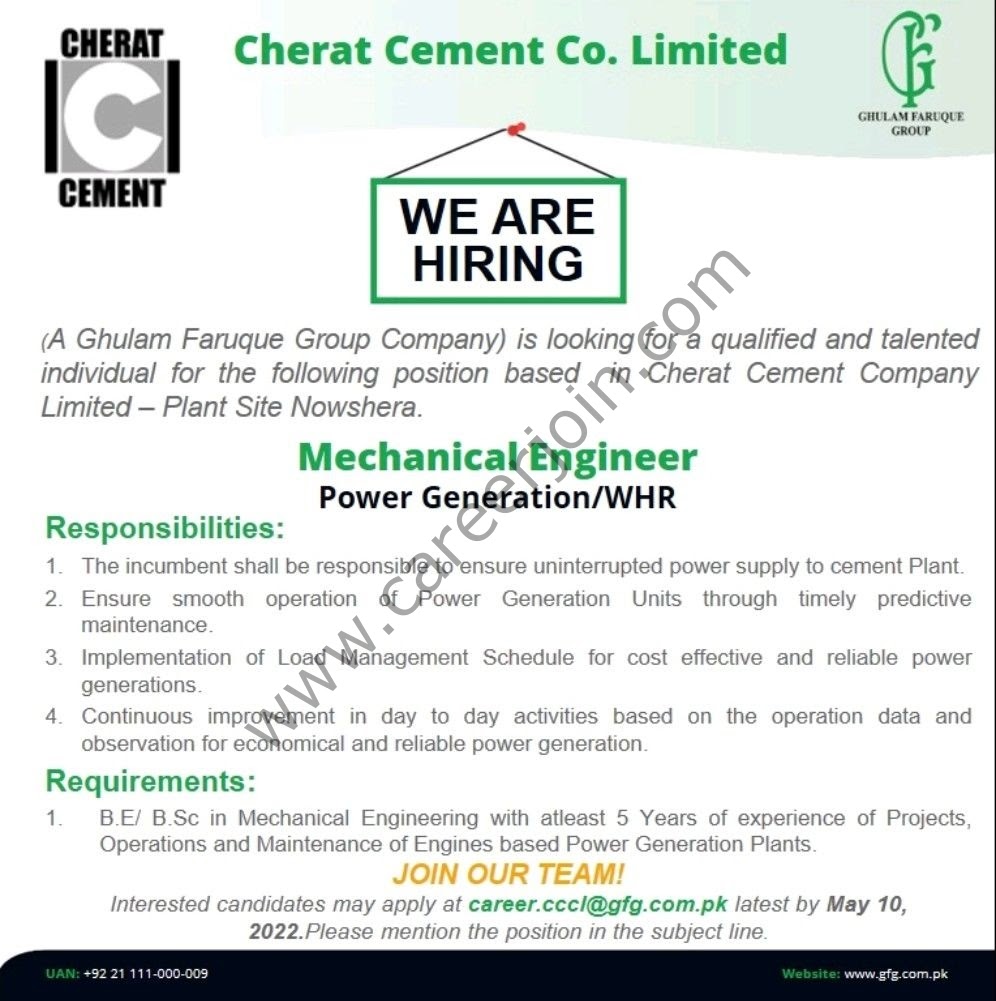 Cherat Cement Company Ltd Jobs Mechanical Engineer