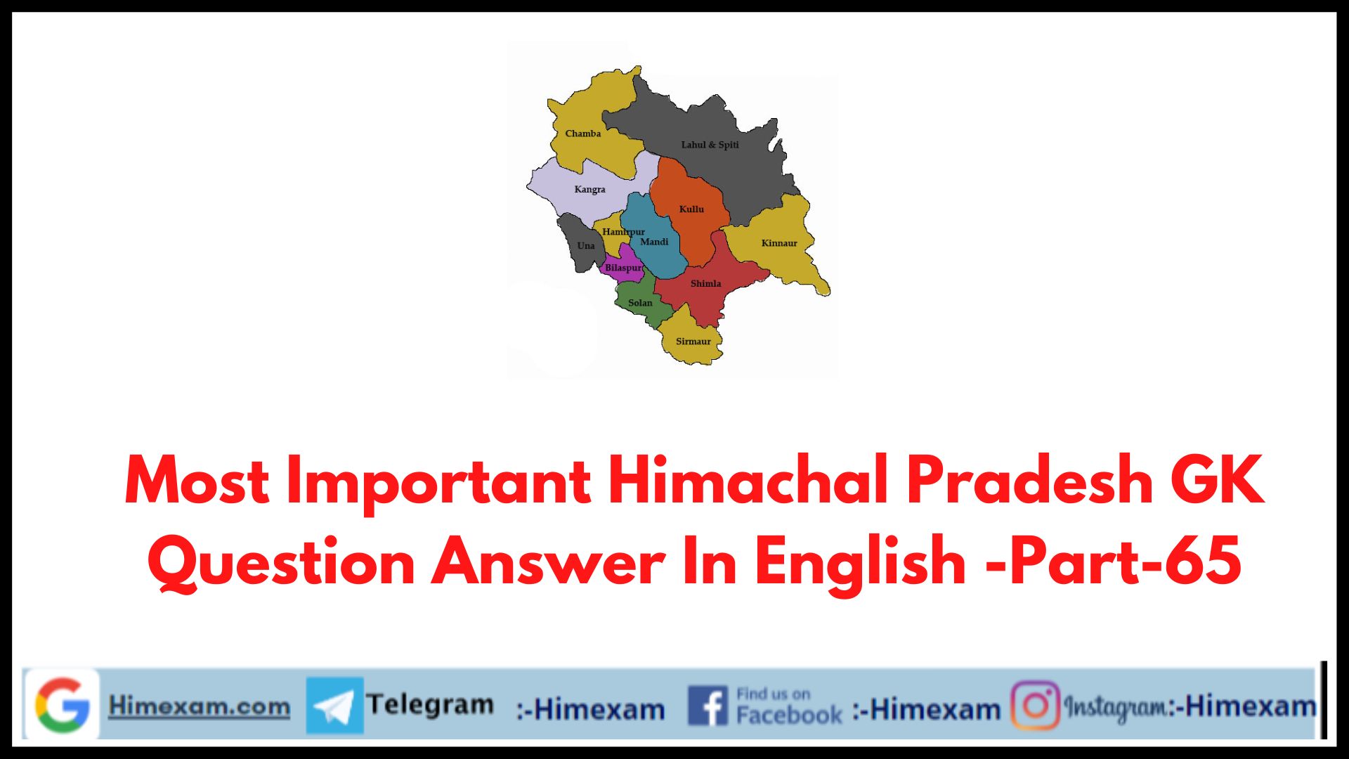 Most Important Himachal Pradesh GK Question Answer In English -Part-65