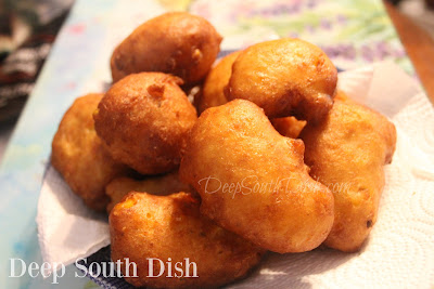 A simple flour fritter featuring corn. Cream corn adds such a nice creamy texture, but fresh corn milked from the cob is excellent too.