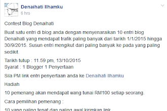 10 entri Blog Denai Hati yang trafik paling tinggi hingga terendah dari  1/1/2015 hingga 30/9/2015