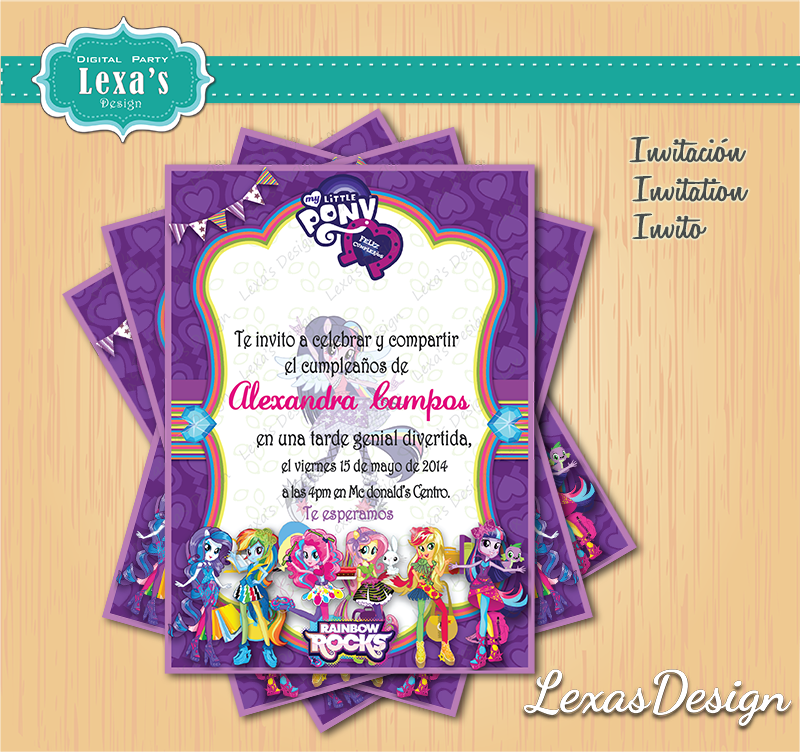 Invitaciones fiestas infantiles Equestria Girls A
 gratis