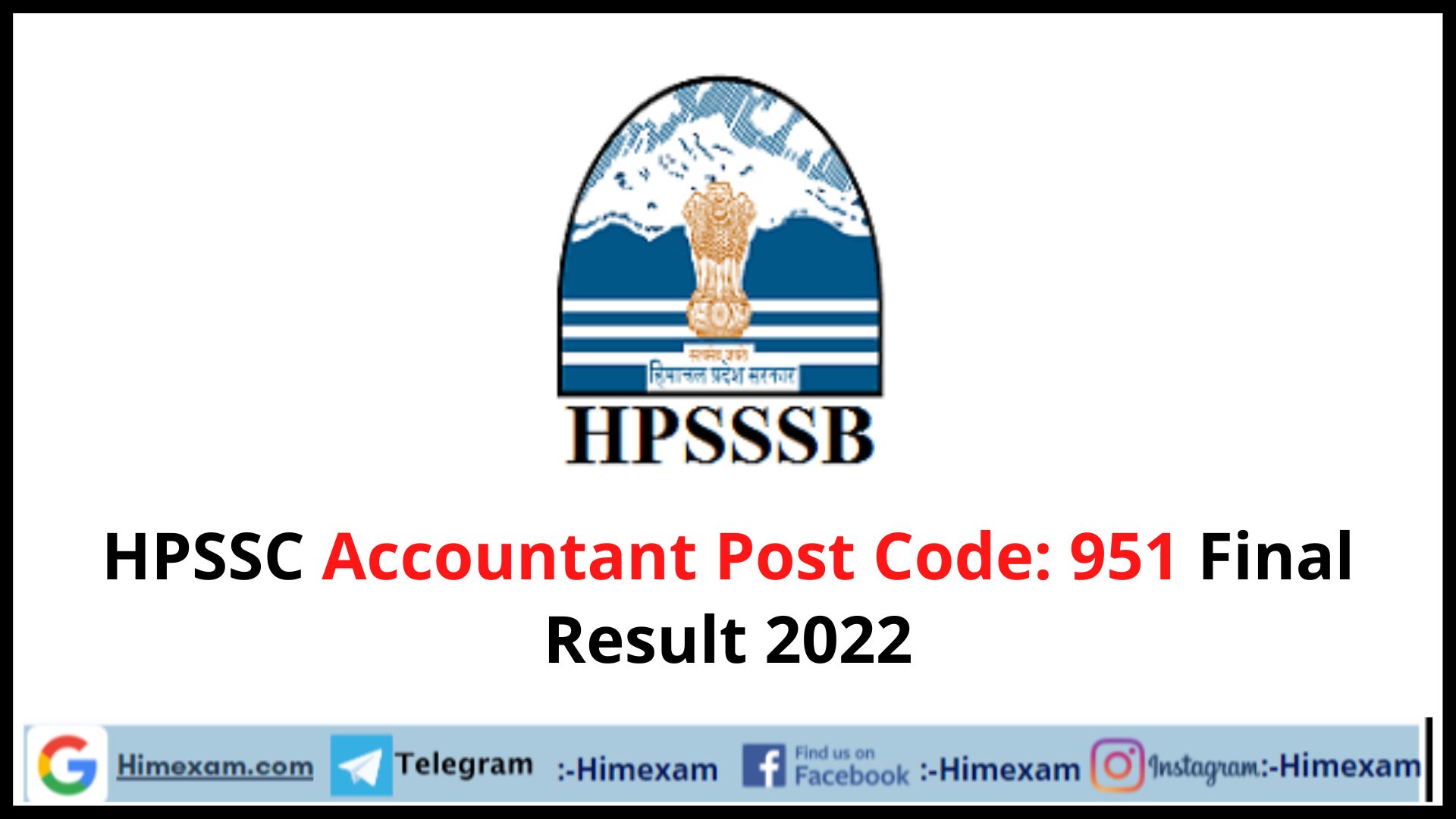 HPSSC Accountant Post Code: 951 Final Result 2022
