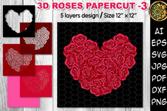 Download 3d Valentine Heart Rose Flowers Svg 3 Graphic Best Free Cut Files Svg Download Svg Design Files