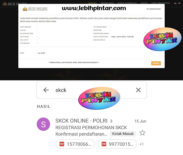 bukti pendaftaran skck online dikirim ke email